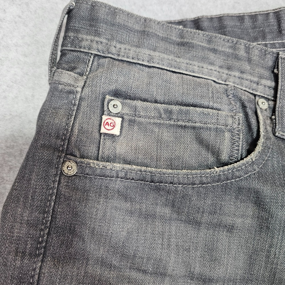 AG Adriano Goldschmied Jeans Mens 38x34 Gray Slim Straight Matchbox Distressed - Picture 6 of 16